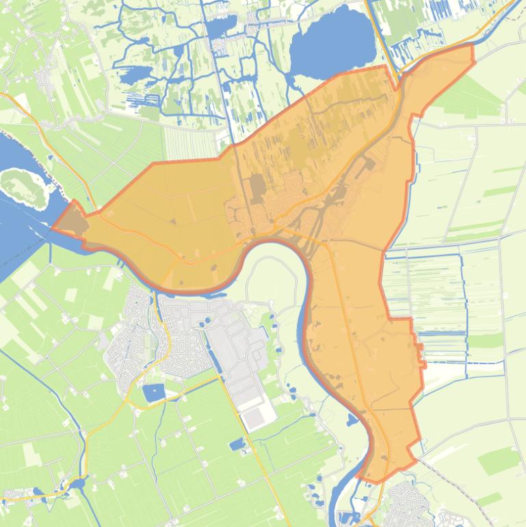 Kaart van de woonplaats Zwartsluis.