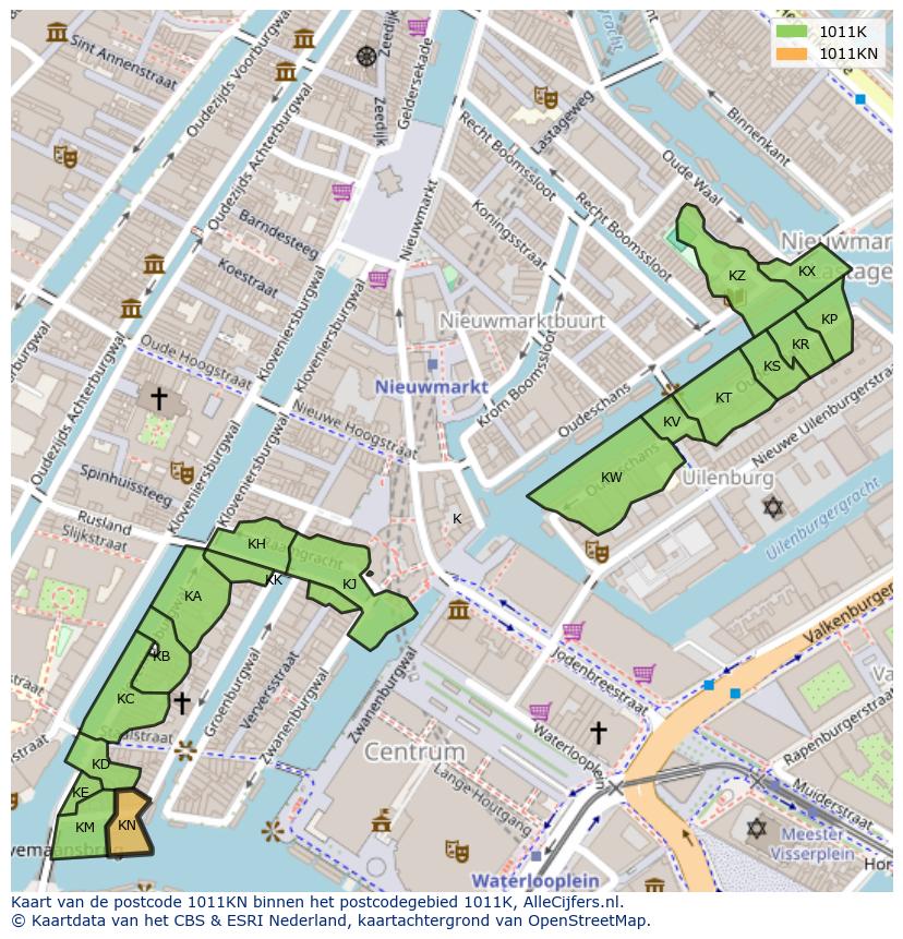 Afbeelding van het postcodegebied 1011 KN op de kaart.