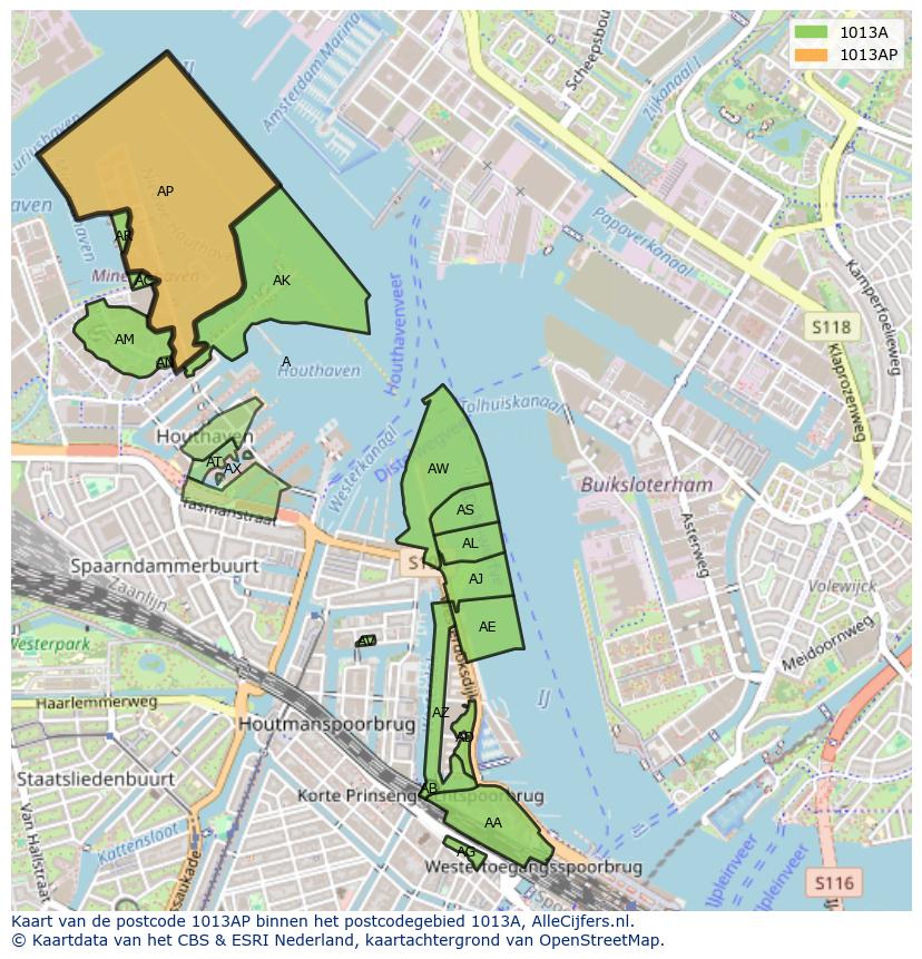 Afbeelding van het postcodegebied 1013 AP op de kaart.