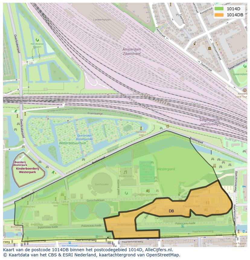 Afbeelding van het postcodegebied 1014 DB op de kaart.
