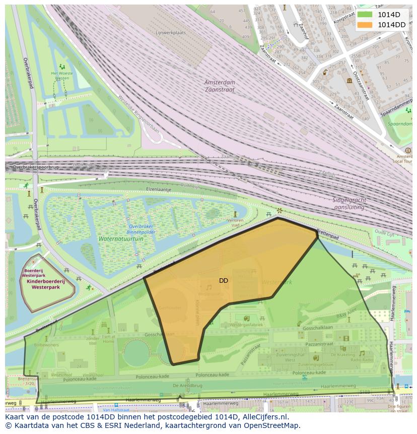 Afbeelding van het postcodegebied 1014 DD op de kaart.