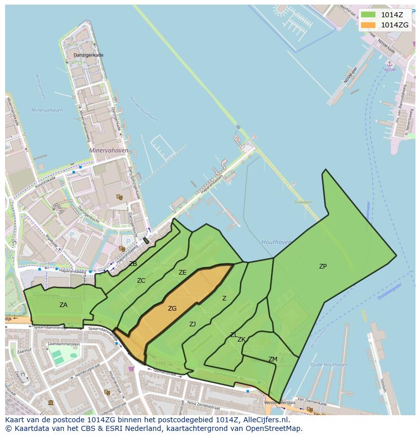 Afbeelding van het postcodegebied 1014 ZG op de kaart.