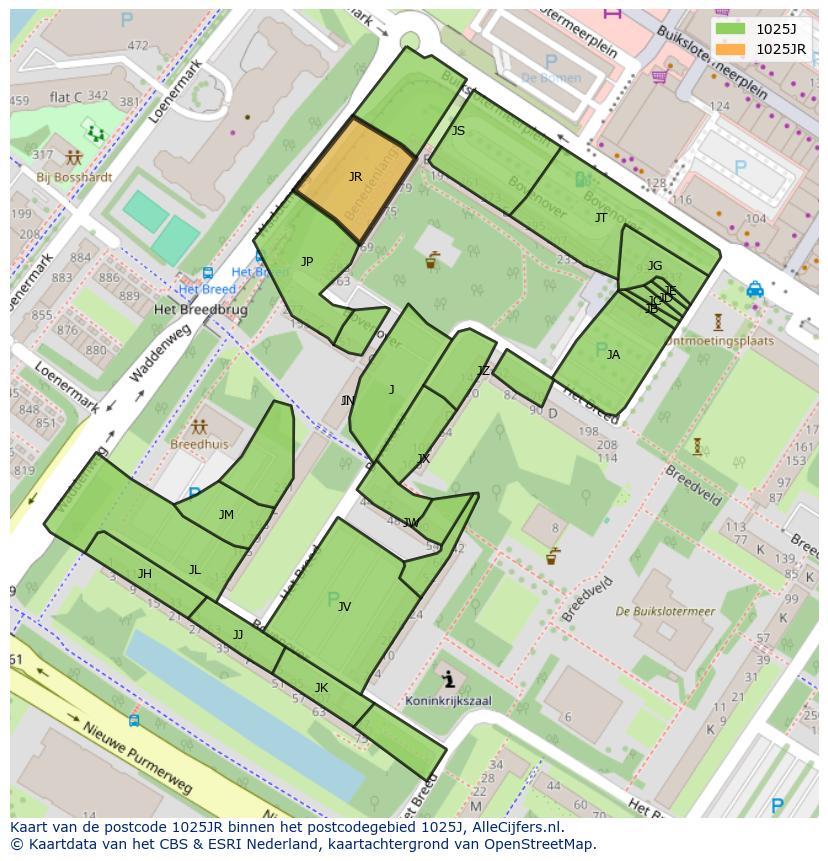 Afbeelding van het postcodegebied 1025 JR op de kaart.