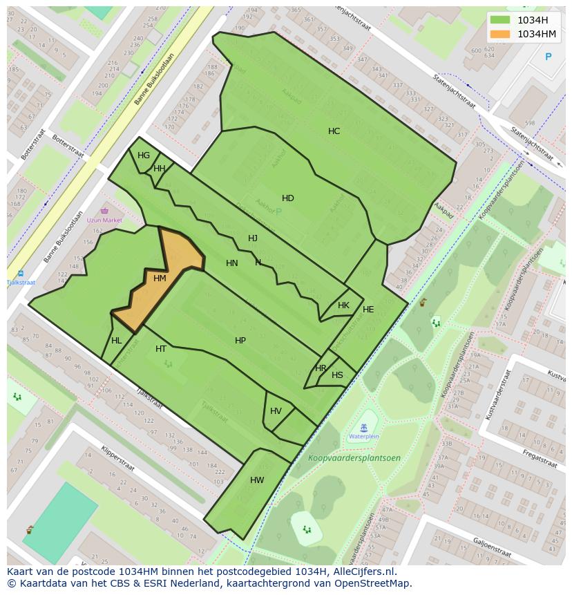 Afbeelding van het postcodegebied 1034 HM op de kaart.