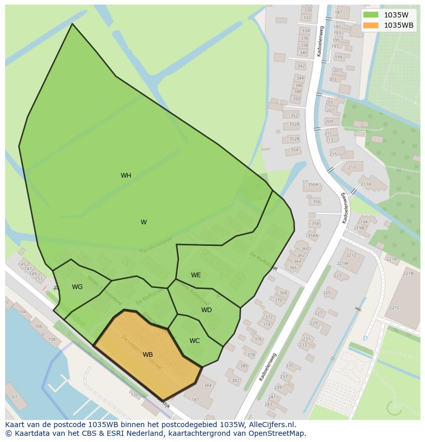 Afbeelding van het postcodegebied 1035 WB op de kaart.