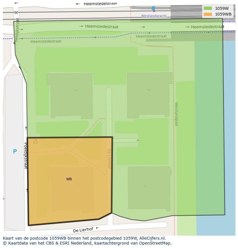 Afbeelding van het postcodegebied 1059 WB op de kaart.
