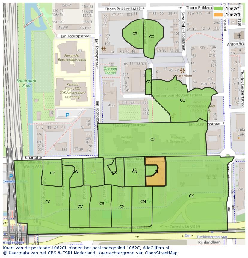 Afbeelding van het postcodegebied 1062 CL op de kaart.