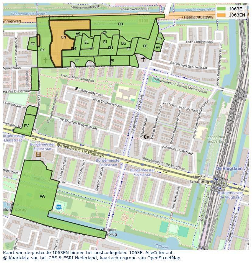 Afbeelding van het postcodegebied 1063 EN op de kaart.