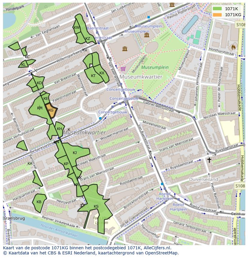 Afbeelding van het postcodegebied 1071 KG op de kaart.