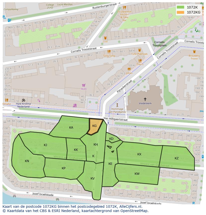 Afbeelding van het postcodegebied 1072 KG op de kaart.