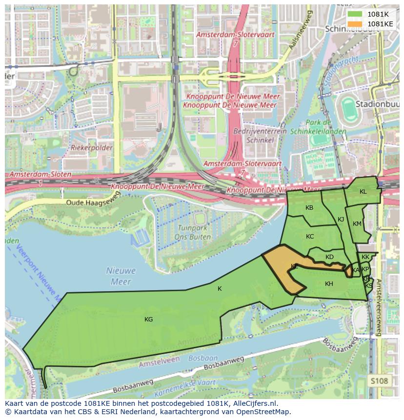 Afbeelding van het postcodegebied 1081 KE op de kaart.