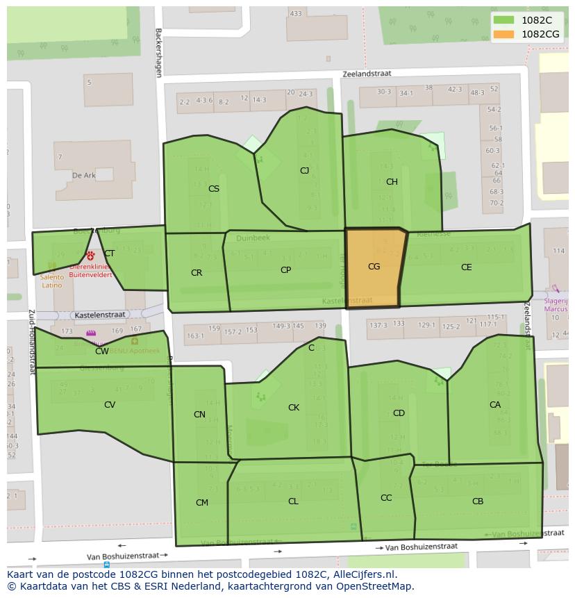 Afbeelding van het postcodegebied 1082 CG op de kaart.