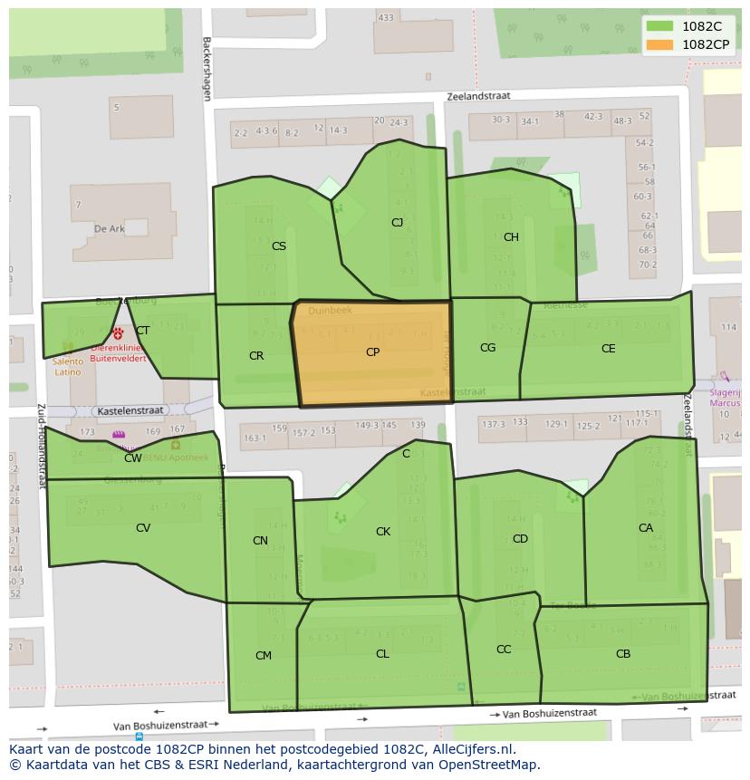 Afbeelding van het postcodegebied 1082 CP op de kaart.