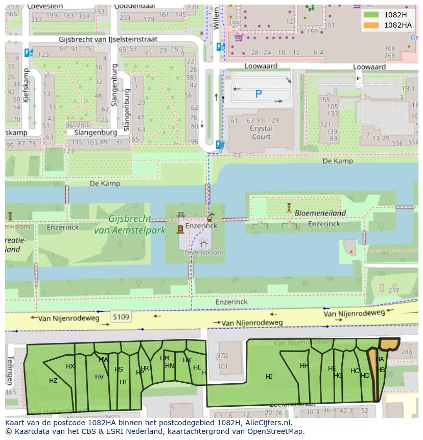 Afbeelding van het postcodegebied 1082 HA op de kaart.