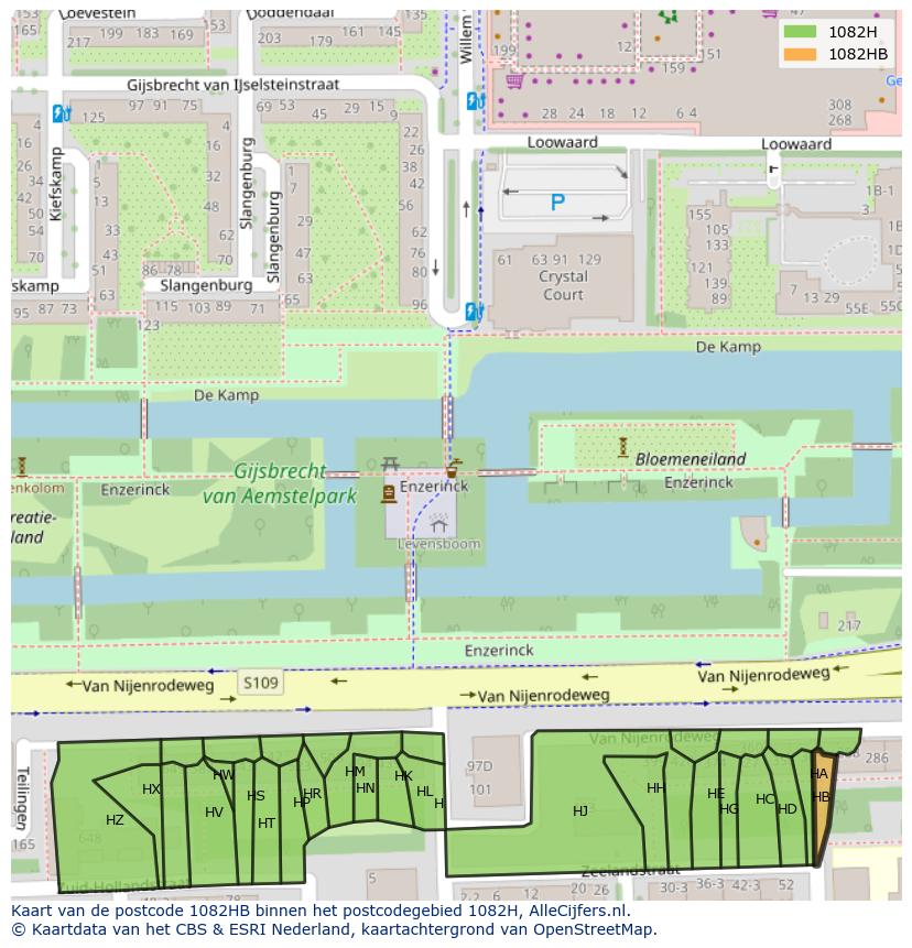 Afbeelding van het postcodegebied 1082 HB op de kaart.
