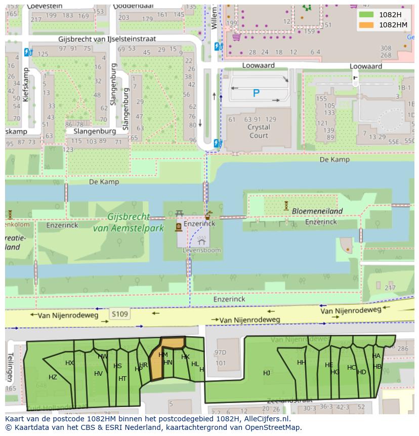 Afbeelding van het postcodegebied 1082 HM op de kaart.