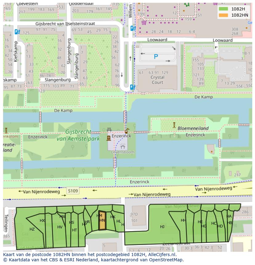 Afbeelding van het postcodegebied 1082 HN op de kaart.