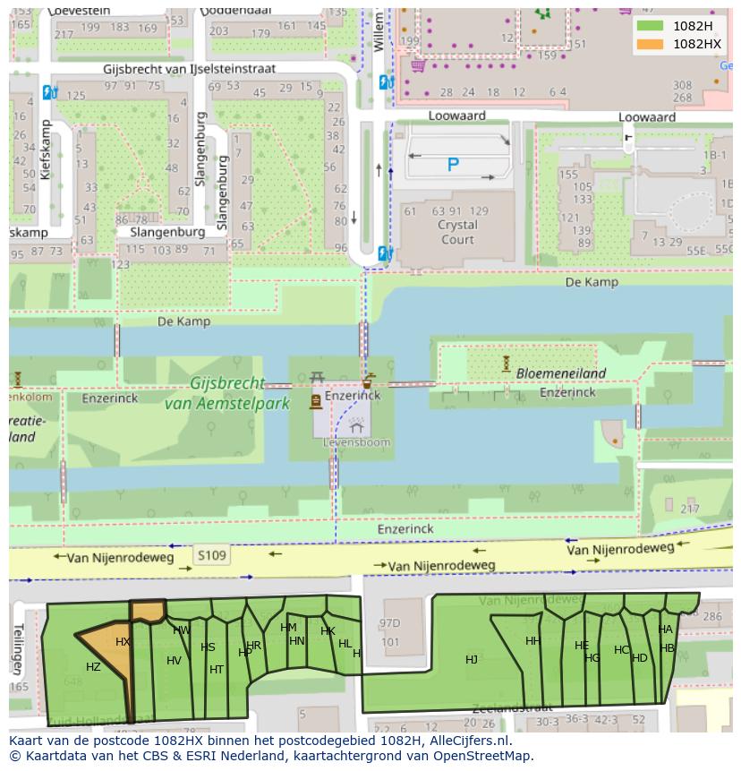 Afbeelding van het postcodegebied 1082 HX op de kaart.