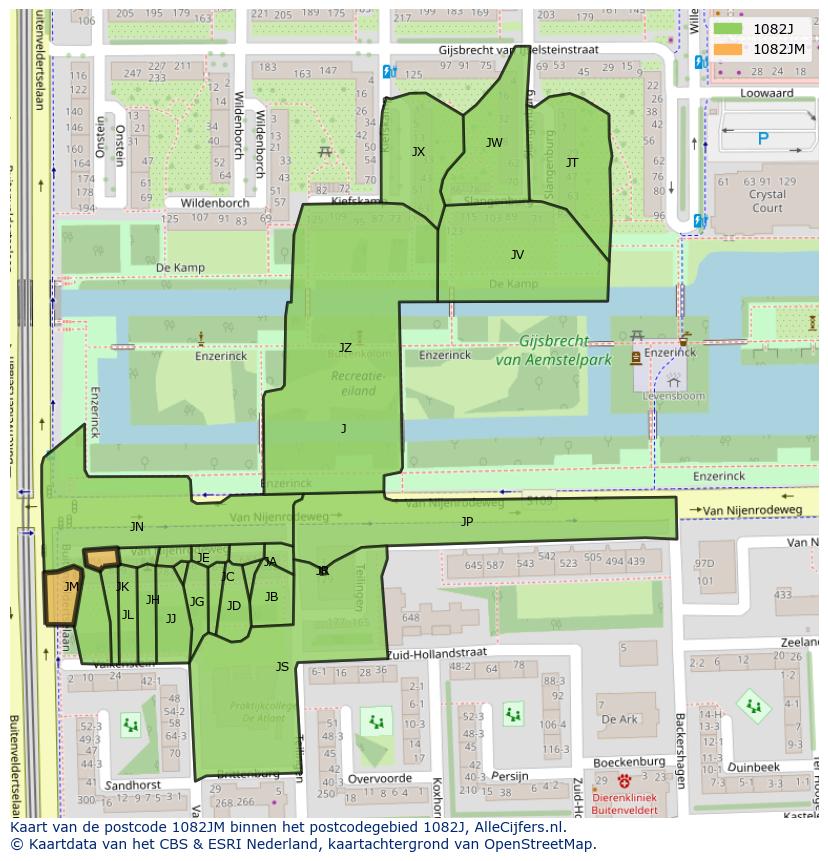 Afbeelding van het postcodegebied 1082 JM op de kaart.