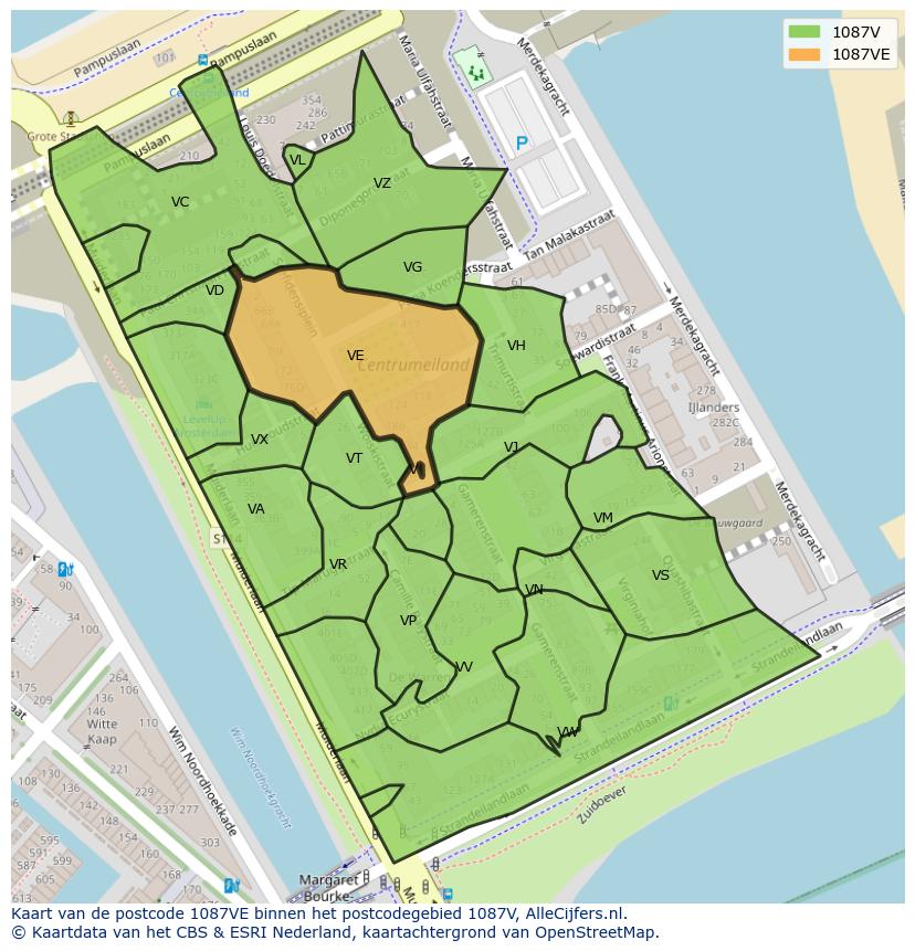 Afbeelding van het postcodegebied 1087 VE op de kaart.
