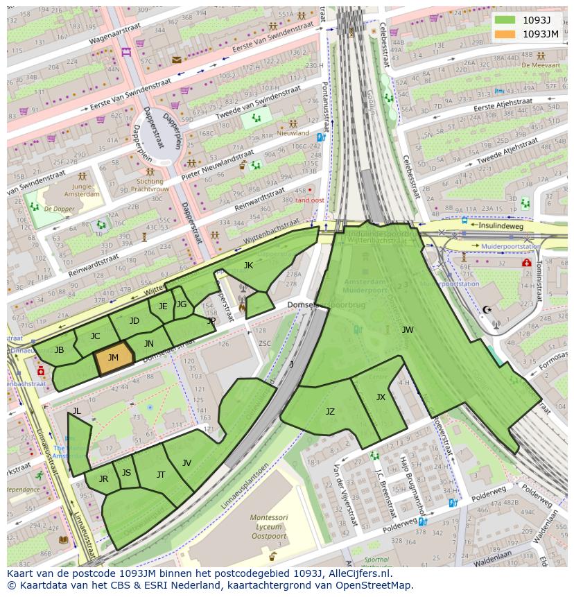 Afbeelding van het postcodegebied 1093 JM op de kaart.