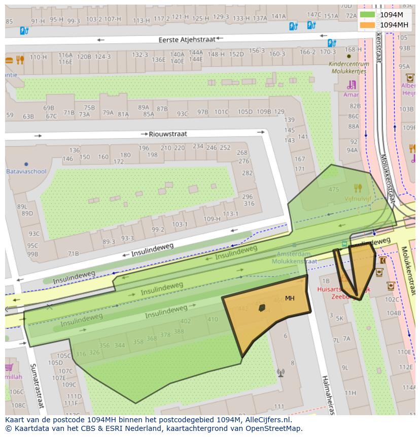 Afbeelding van het postcodegebied 1094 MH op de kaart.