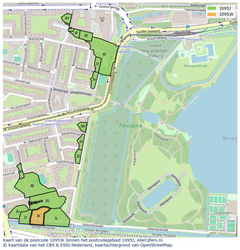 Afbeelding van het postcodegebied 1095 JK op de kaart.