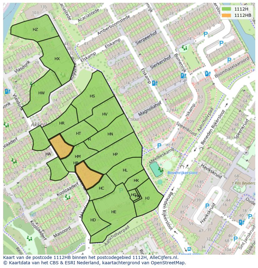 Afbeelding van het postcodegebied 1112 HB op de kaart.