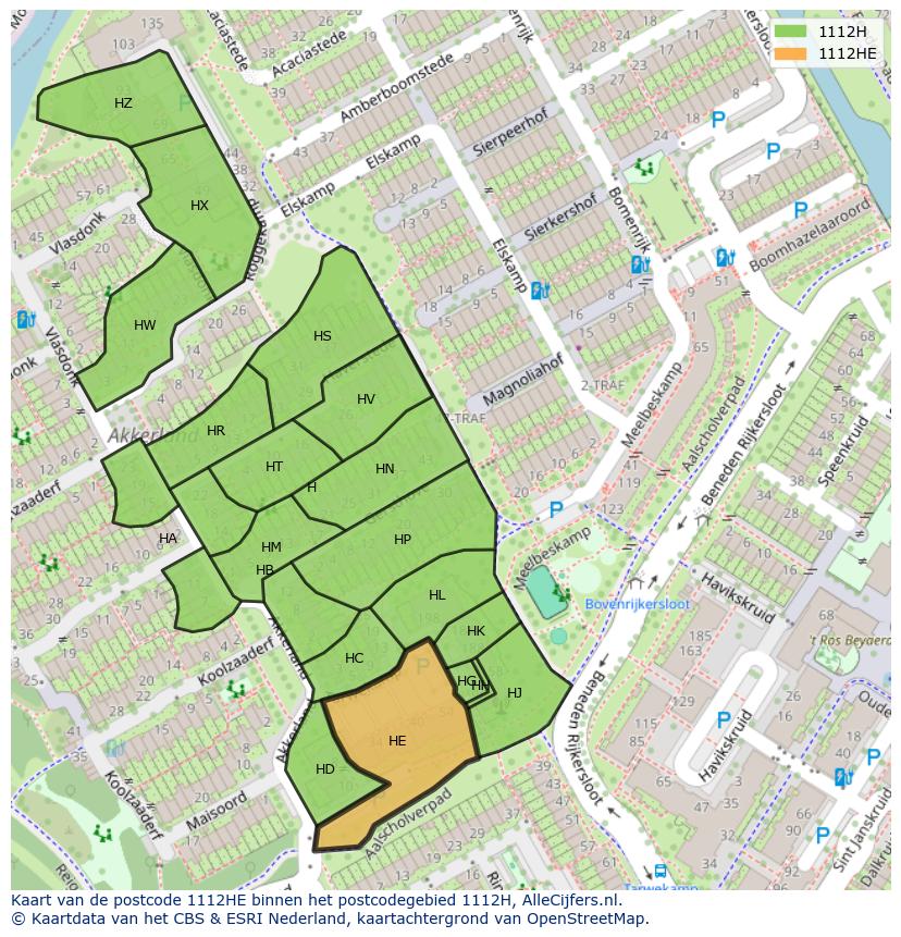 Afbeelding van het postcodegebied 1112 HE op de kaart.