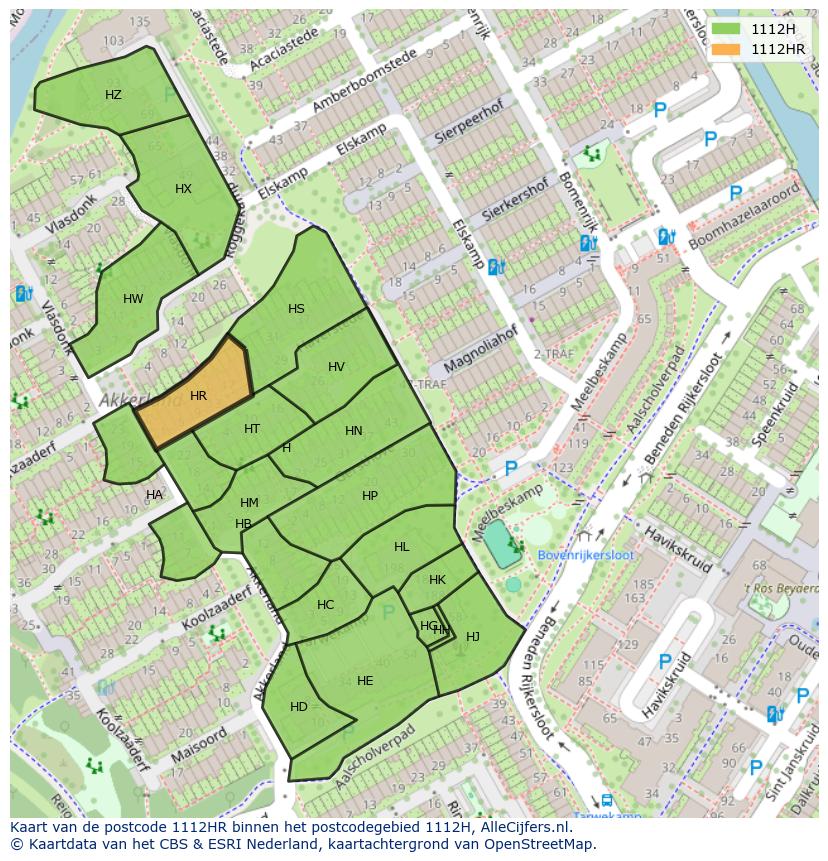 Afbeelding van het postcodegebied 1112 HR op de kaart.