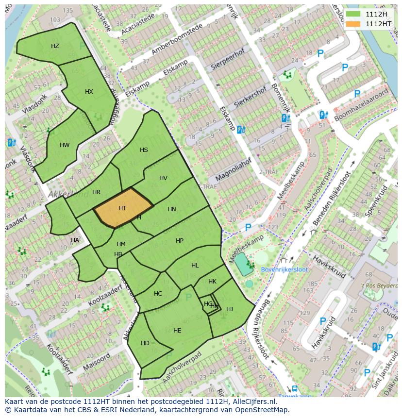 Afbeelding van het postcodegebied 1112 HT op de kaart.