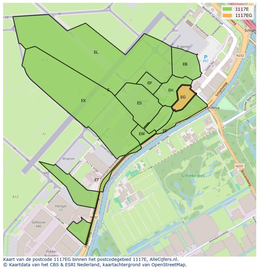 Afbeelding van het postcodegebied 1117 EG op de kaart.