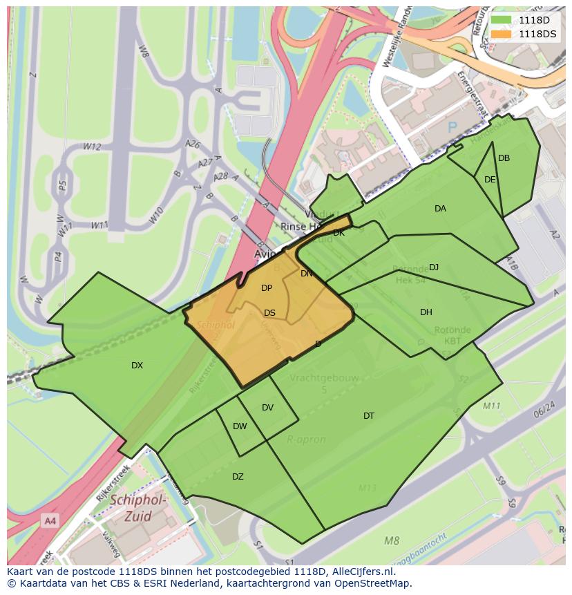 Afbeelding van het postcodegebied 1118 DS op de kaart.