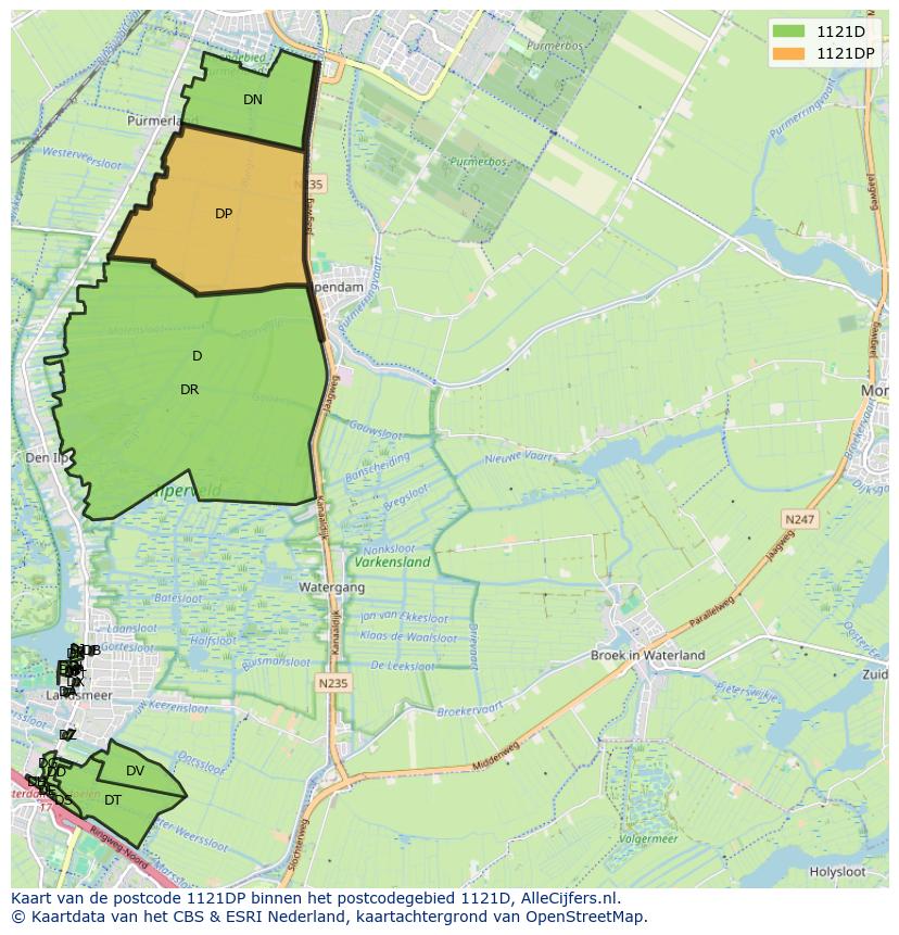 Afbeelding van het postcodegebied 1121 DP op de kaart.