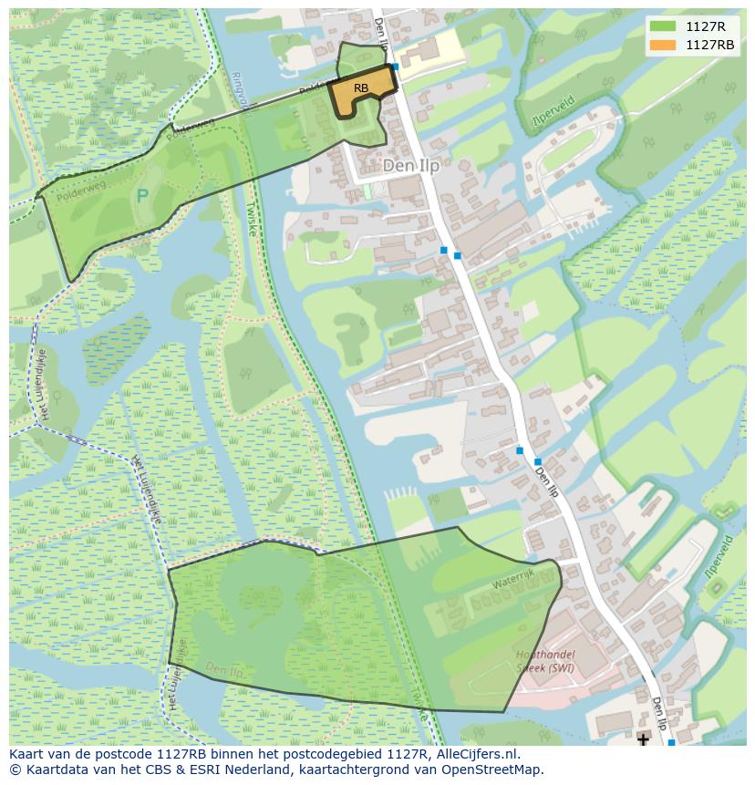 Afbeelding van het postcodegebied 1127 RB op de kaart.