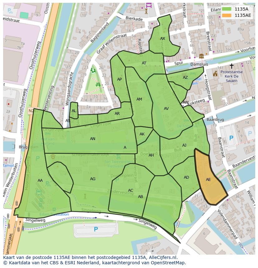 Afbeelding van het postcodegebied 1135 AE op de kaart.