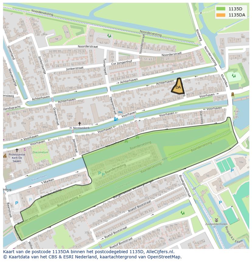 Afbeelding van het postcodegebied 1135 DA op de kaart.