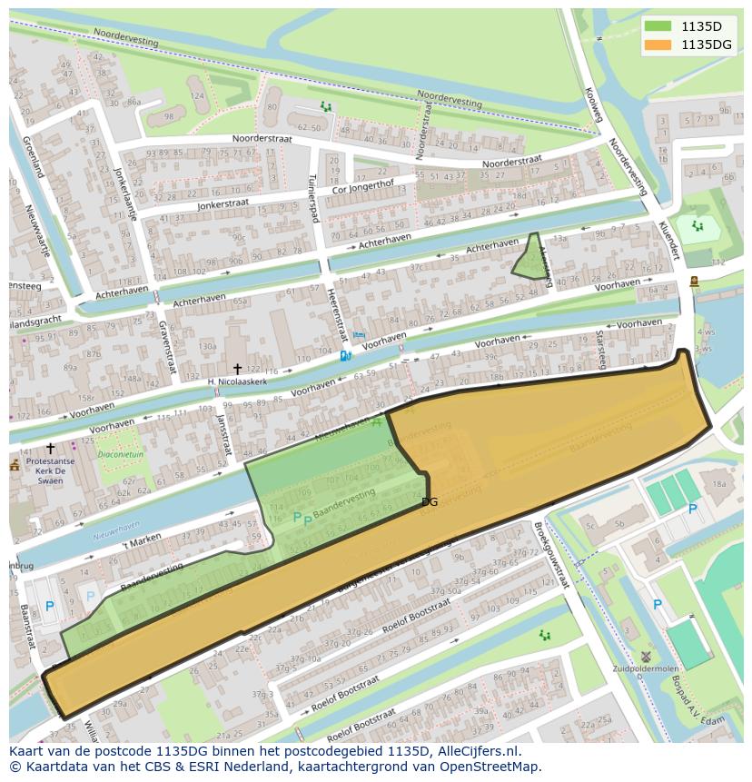 Afbeelding van het postcodegebied 1135 DG op de kaart.