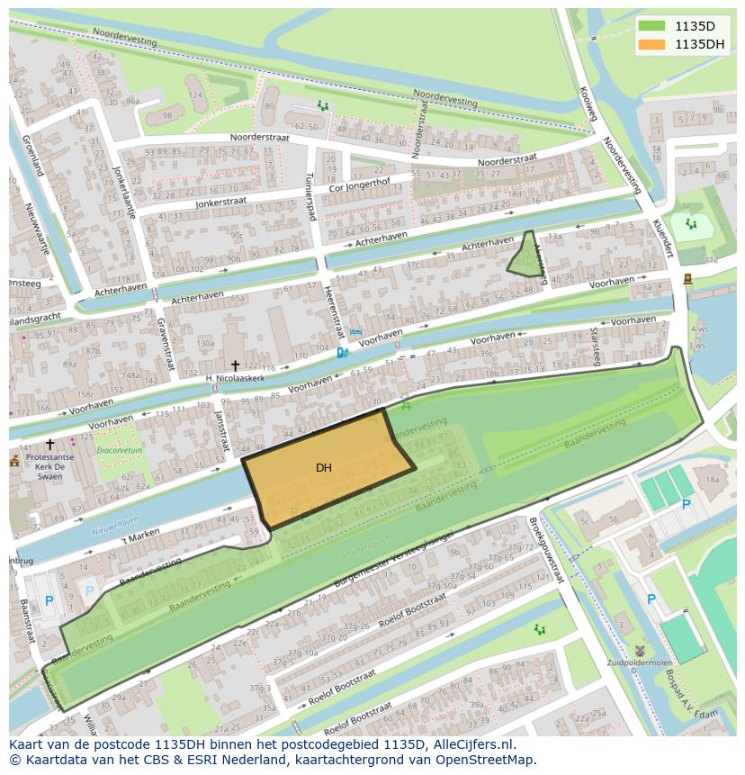 Afbeelding van het postcodegebied 1135 DH op de kaart.