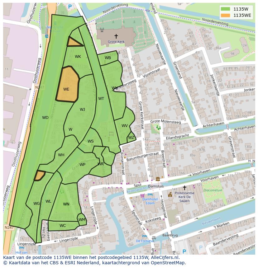 Afbeelding van het postcodegebied 1135 WE op de kaart.
