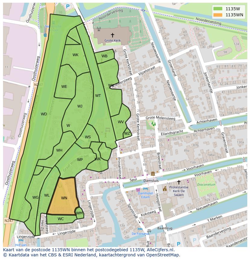Afbeelding van het postcodegebied 1135 WN op de kaart.