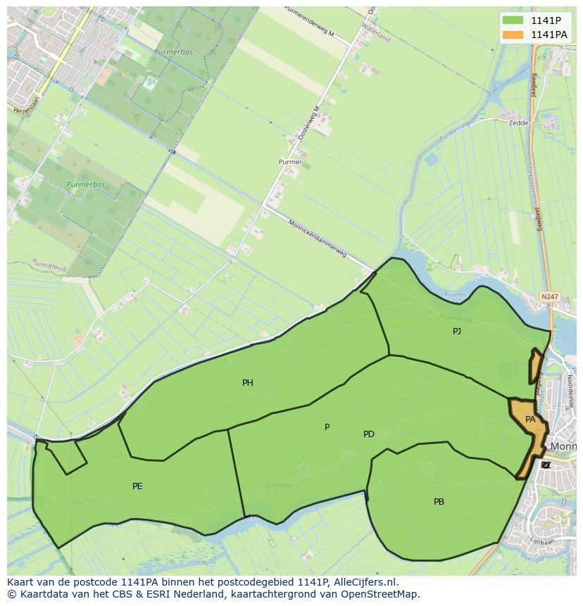 Afbeelding van het postcodegebied 1141 PA op de kaart.