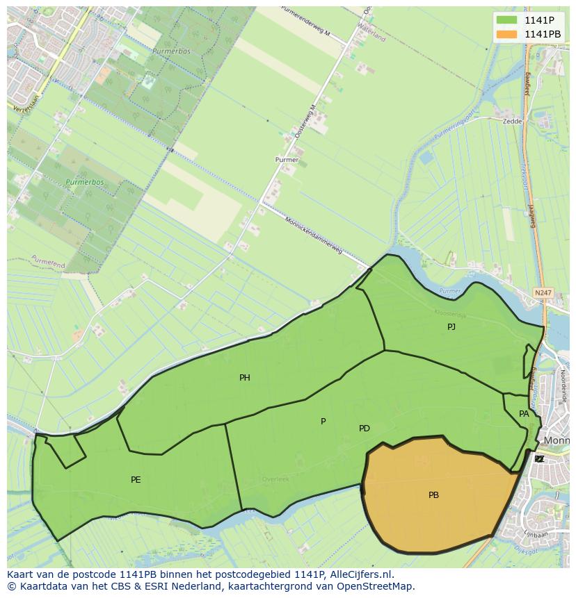 Afbeelding van het postcodegebied 1141 PB op de kaart.