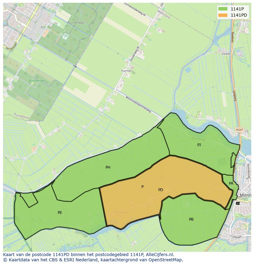 Afbeelding van het postcodegebied 1141 PD op de kaart.
