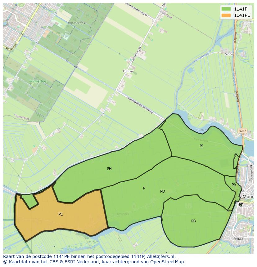 Afbeelding van het postcodegebied 1141 PE op de kaart.