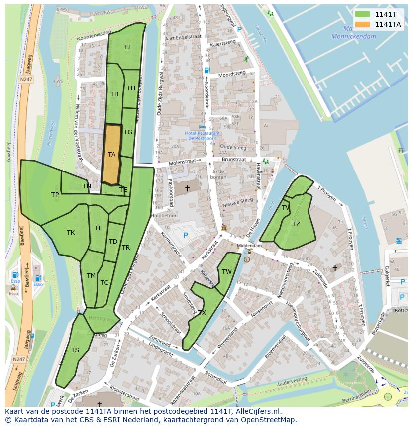 Afbeelding van het postcodegebied 1141 TA op de kaart.