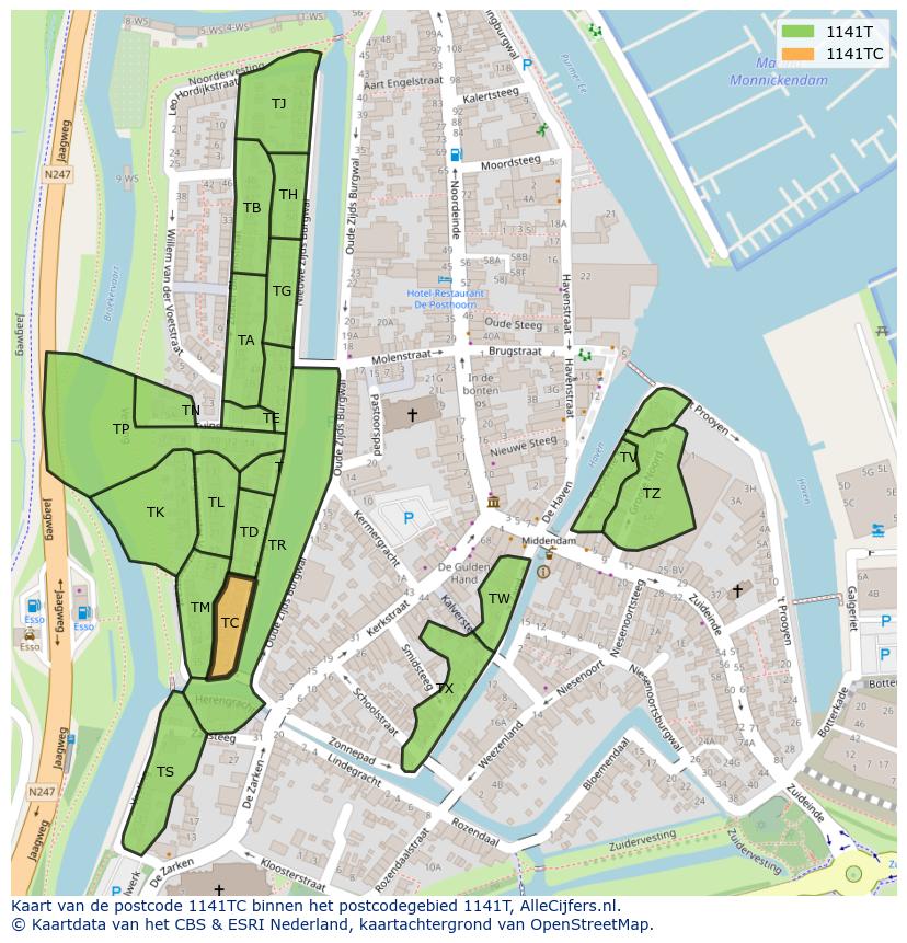 Afbeelding van het postcodegebied 1141 TC op de kaart.