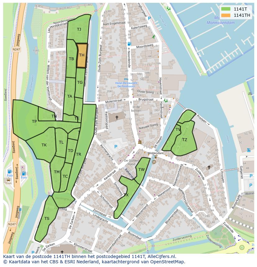 Afbeelding van het postcodegebied 1141 TH op de kaart.