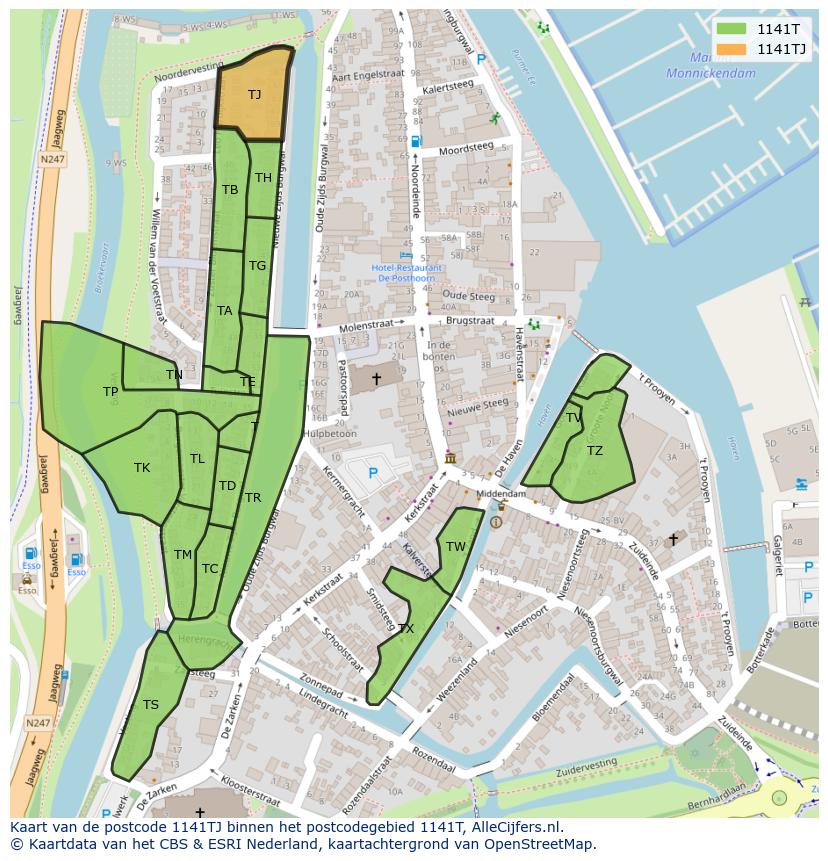 Afbeelding van het postcodegebied 1141 TJ op de kaart.