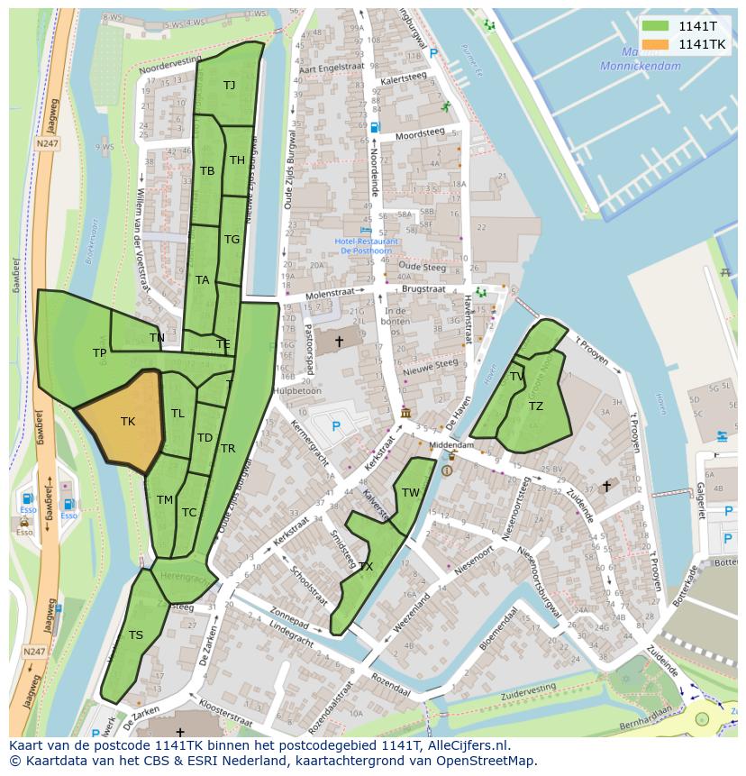 Afbeelding van het postcodegebied 1141 TK op de kaart.